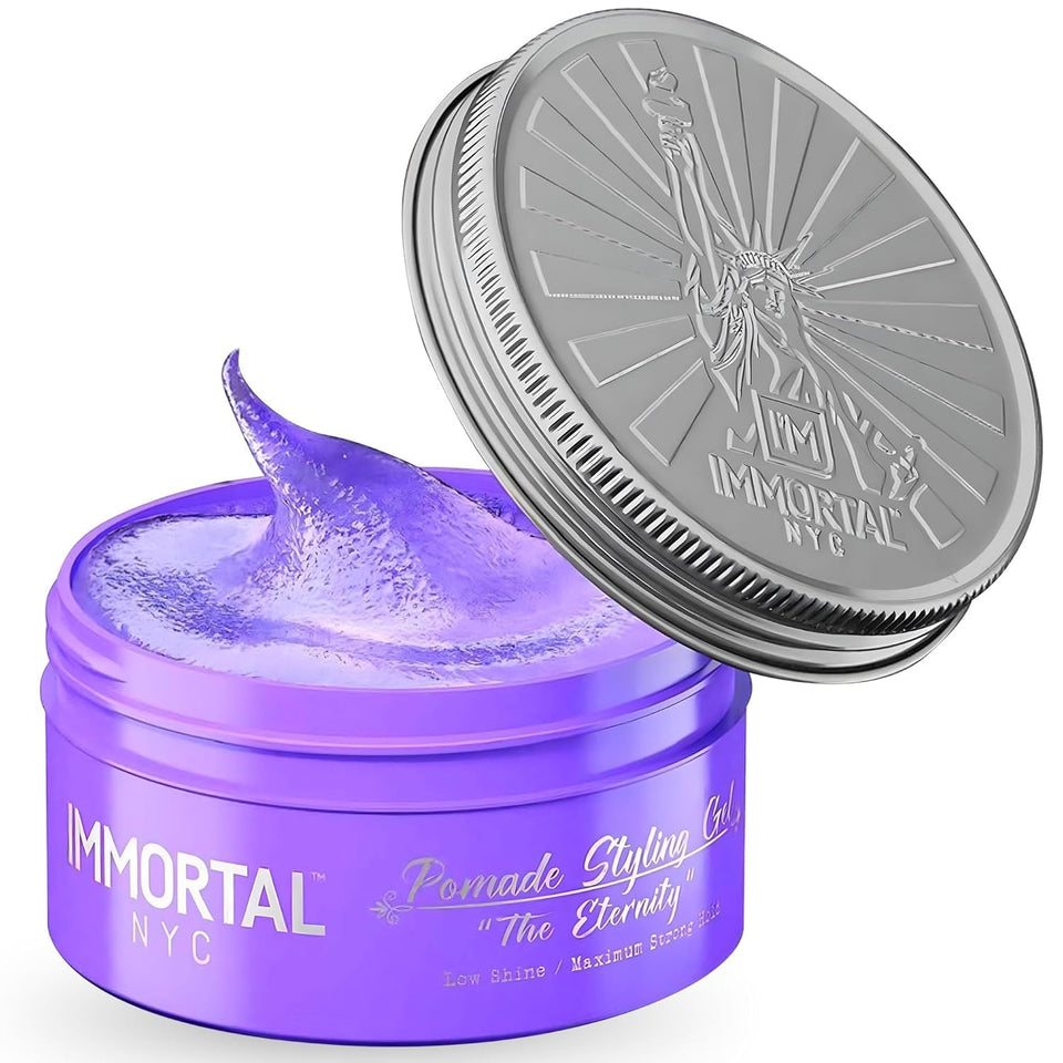 Immortal NYC The Eternity pomade bottle application for effortless, natural styling.