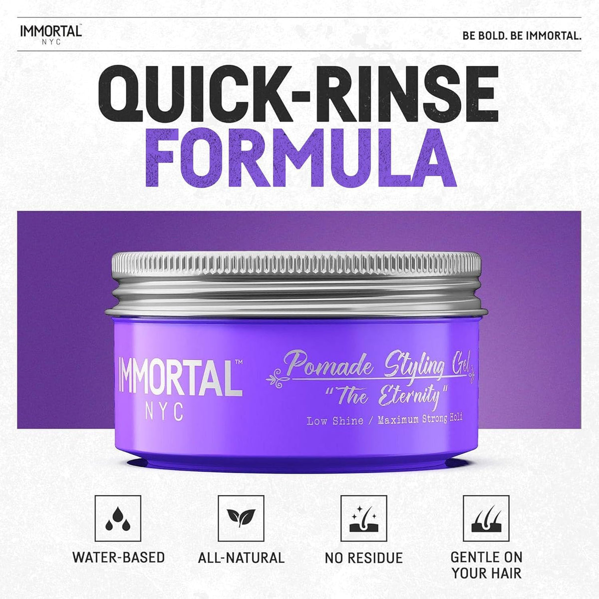 Immortal NYC The Eternity pomade hair texture definition for a sharp, lasting look.