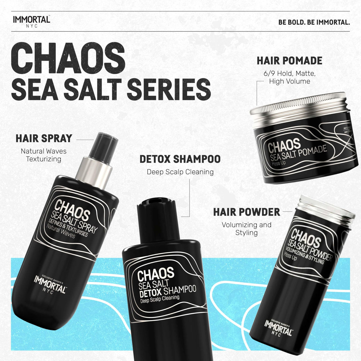 Immortal NYC Chaos sulfate-free formula helps maintain hair health and texture.