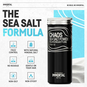 Immortal NYC Chaos sea salt powder shows easy wash-out and clean removal.