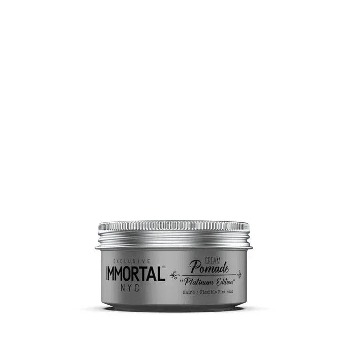 Immortal NYC Platinum Edition pomade applied for all-day definition