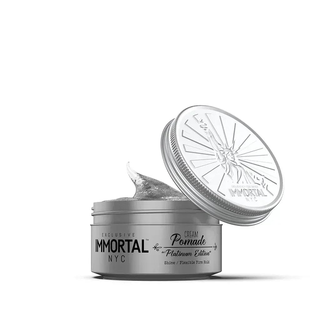 Immortal NYC Platinum Edition jar for a polished, strong-hold hairstyle