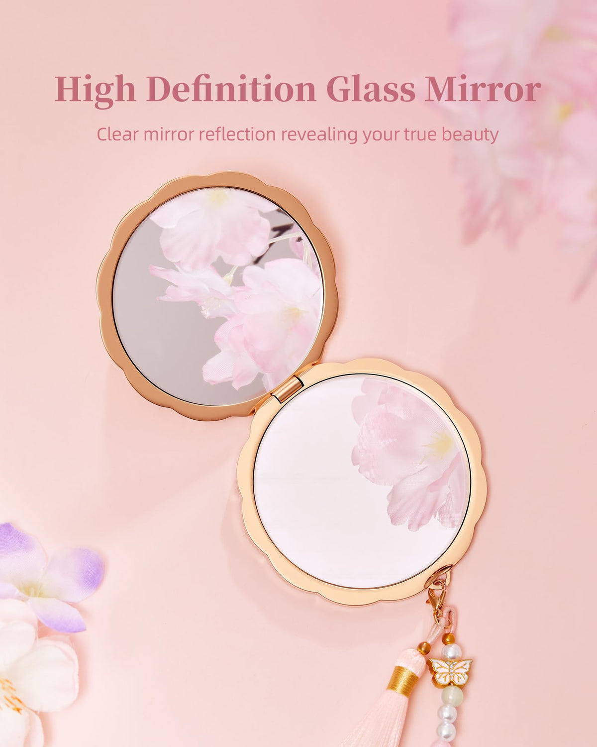 Imperblooms 180-degree foldable compact provides flexible angles during use.
