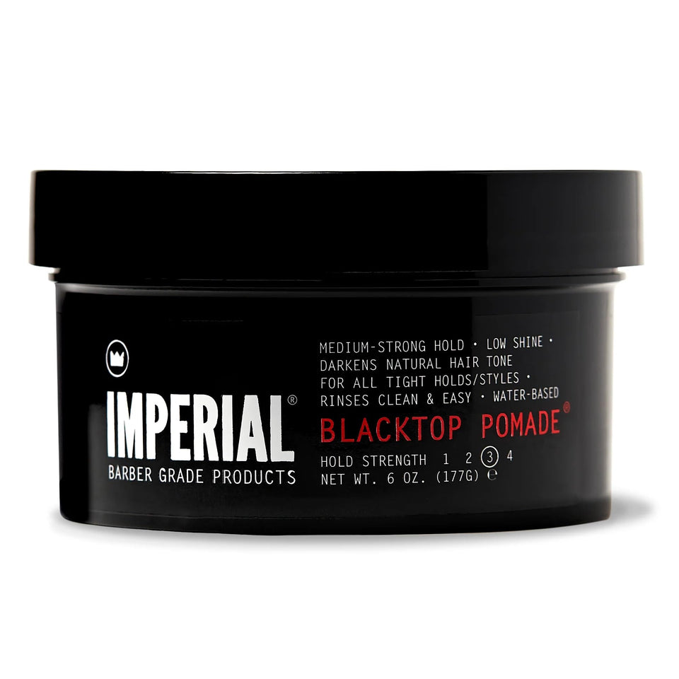 Imperial Black Top Pomade strong hold 6oz for lasting slick styles.
