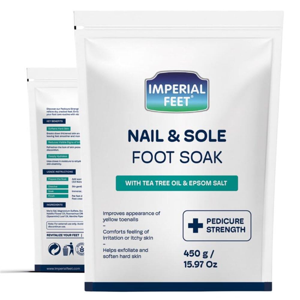 Imperial Feet foot soak bottle showcases pedicure-grade formula.