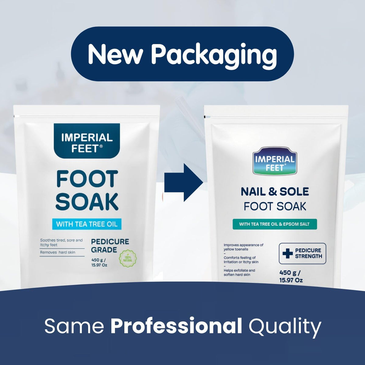 Imperial Feet foot soak packaging highlights 16oz size.