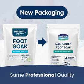 Imperial Feet foot soak packaging highlights 16oz size.