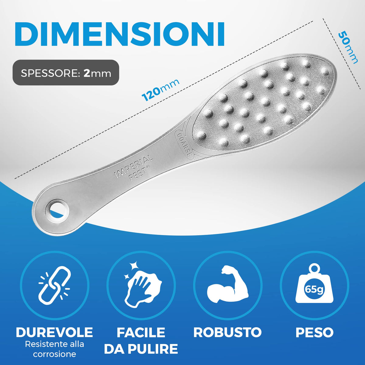 Imperial Feet stainless steel foot scraper fine-side for maintenance