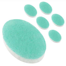 IMPRESA double-sided body sponge in blue and white, six-pack for deep exfoliation and cleansing.