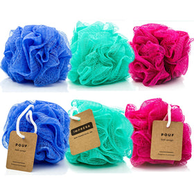 IMPRESA mesh bath loofah 6-pack for smooth exfoliation during showers