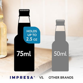 IMPRESA mini-bottles dishwasher-safe for quick cleanup after events.