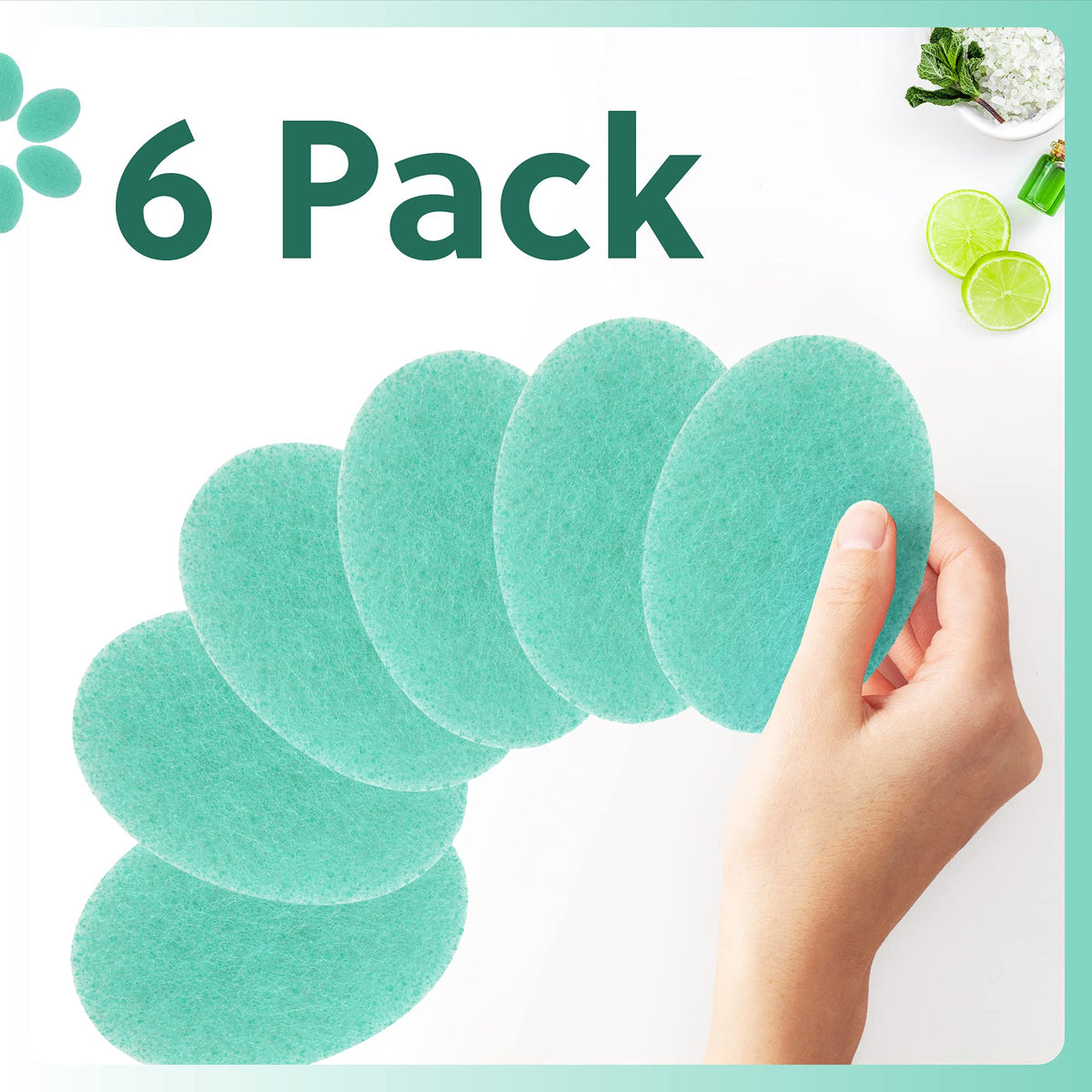 IMPRESA six body scrub pads arranged for versatile skincare routines.