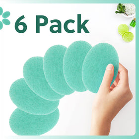 IMPRESA six body scrub pads arranged for versatile skincare routines.