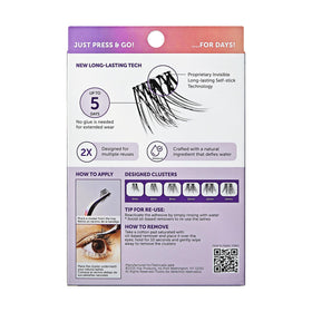 Invisible self-stick technology provides secure adhesion with every blink.
