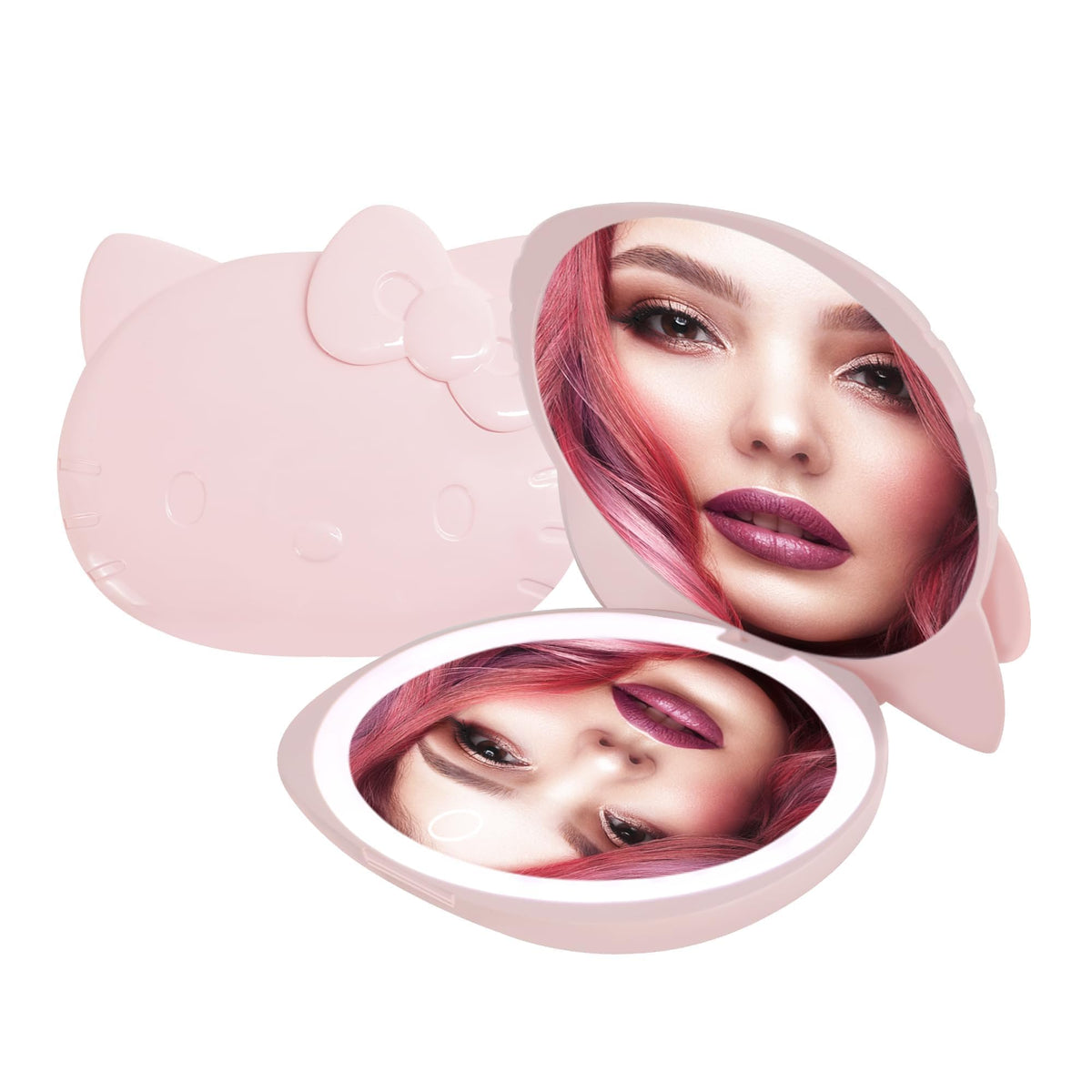 Impressions Vanity Hello Kitty compact mirror with glossy pink finish for on the go touch ups