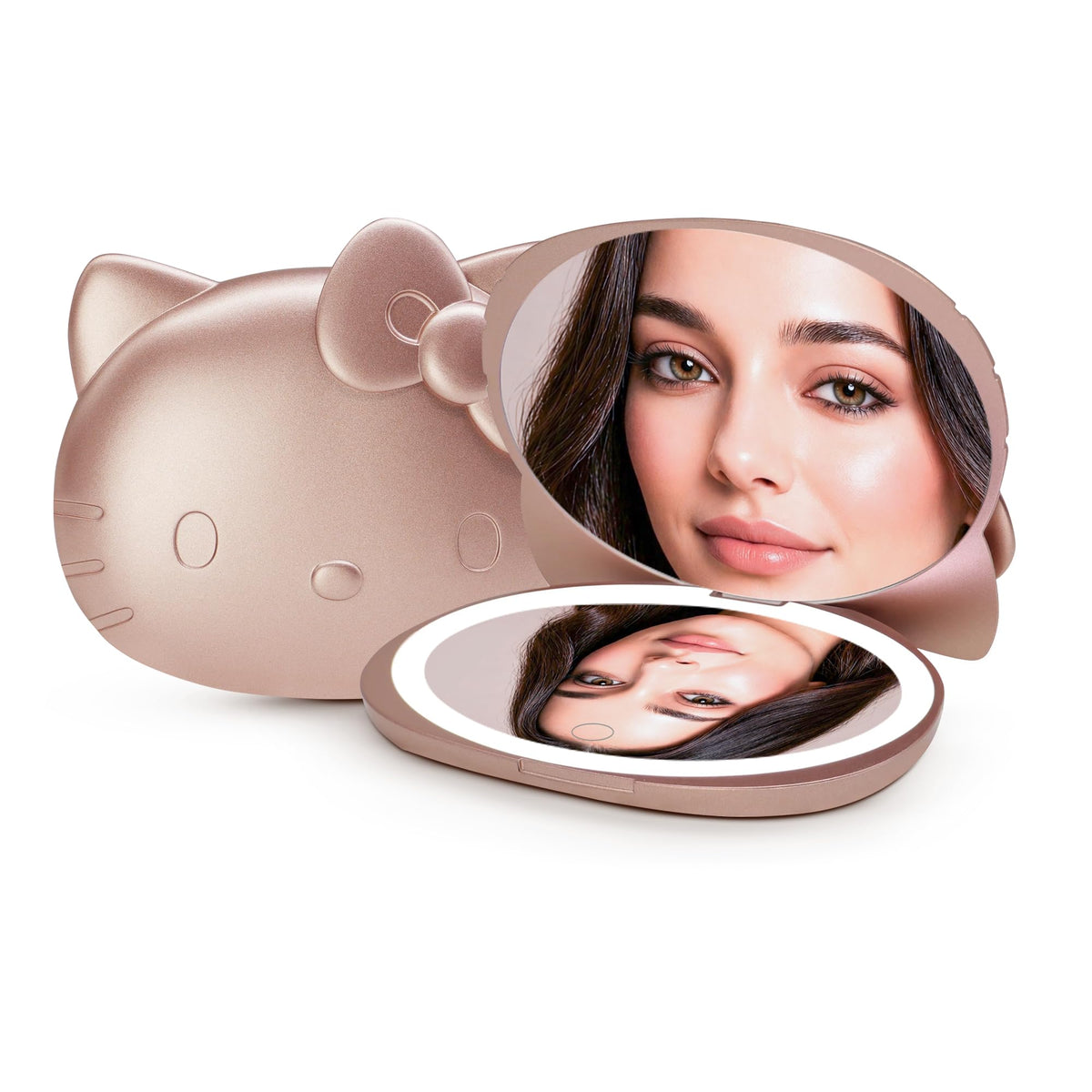 Impressions Vanity Hello Kitty compact mirror with soft lights for on-the-go touch-ups.