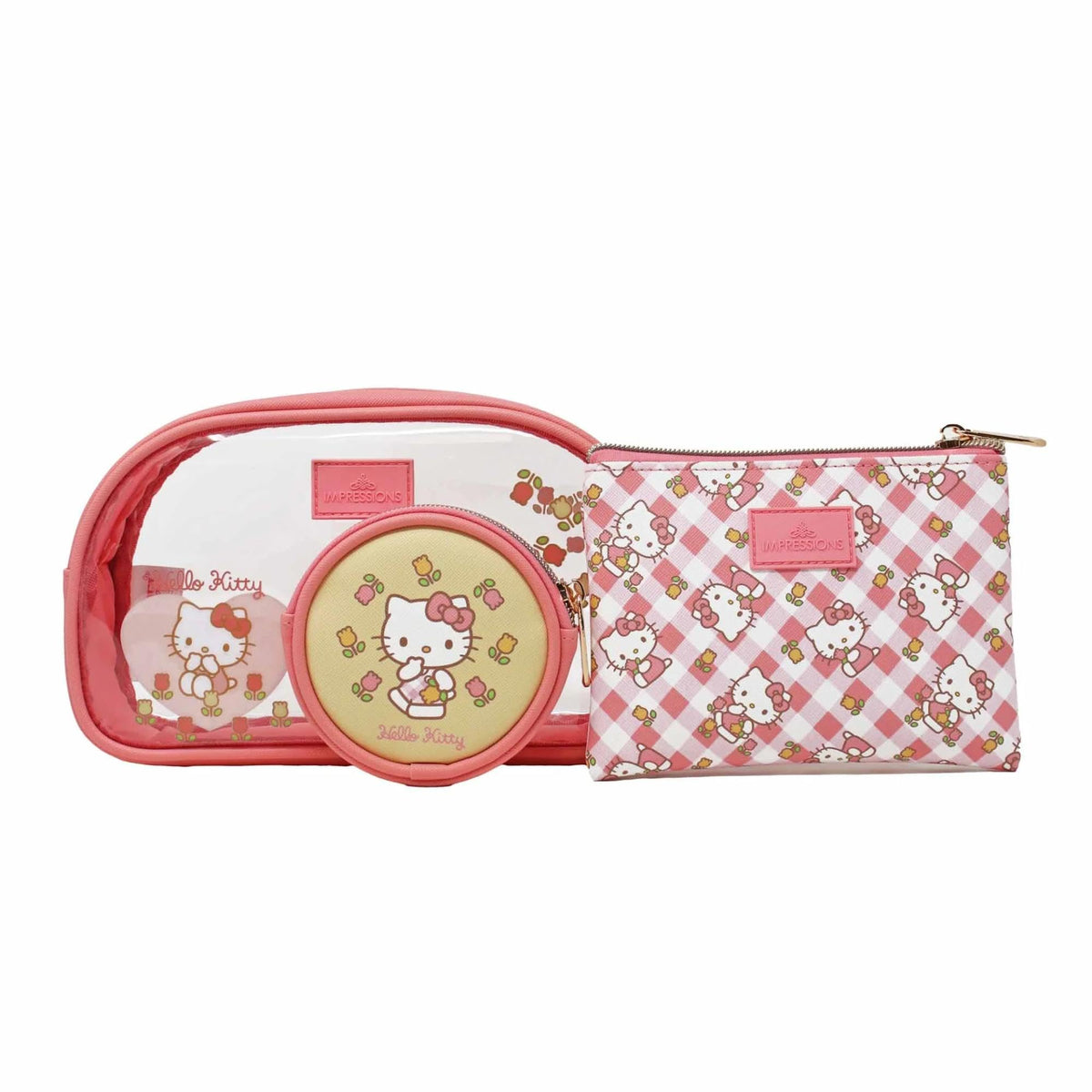 Impressions Vanity Hello Kitty medium pouch with pastel gingham print for everyday use