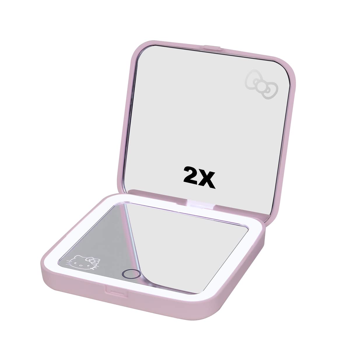 Hello Kitty mirror with 2x magnification for detail makeup checks.