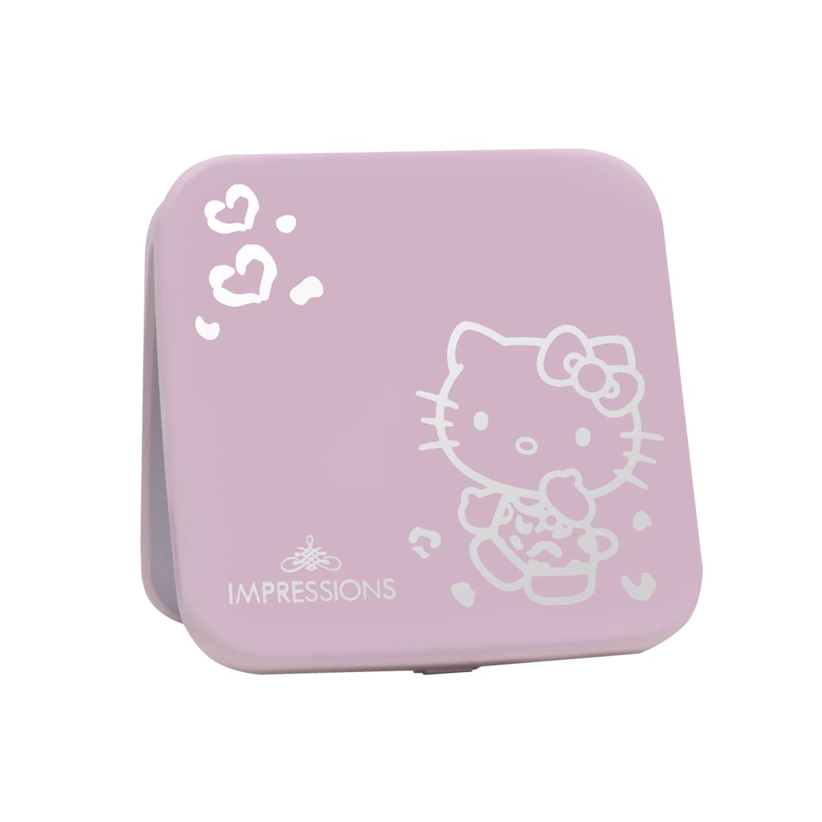 Hello Kitty lighted compact mirror with adjustable brightness for precise makeup.