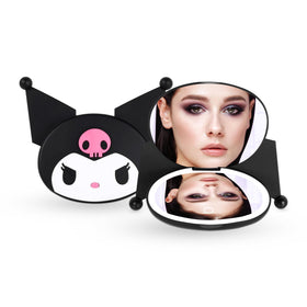 Impressions Vanity Kuromi LED compact mirror for purse with portable light for quick touch-ups.