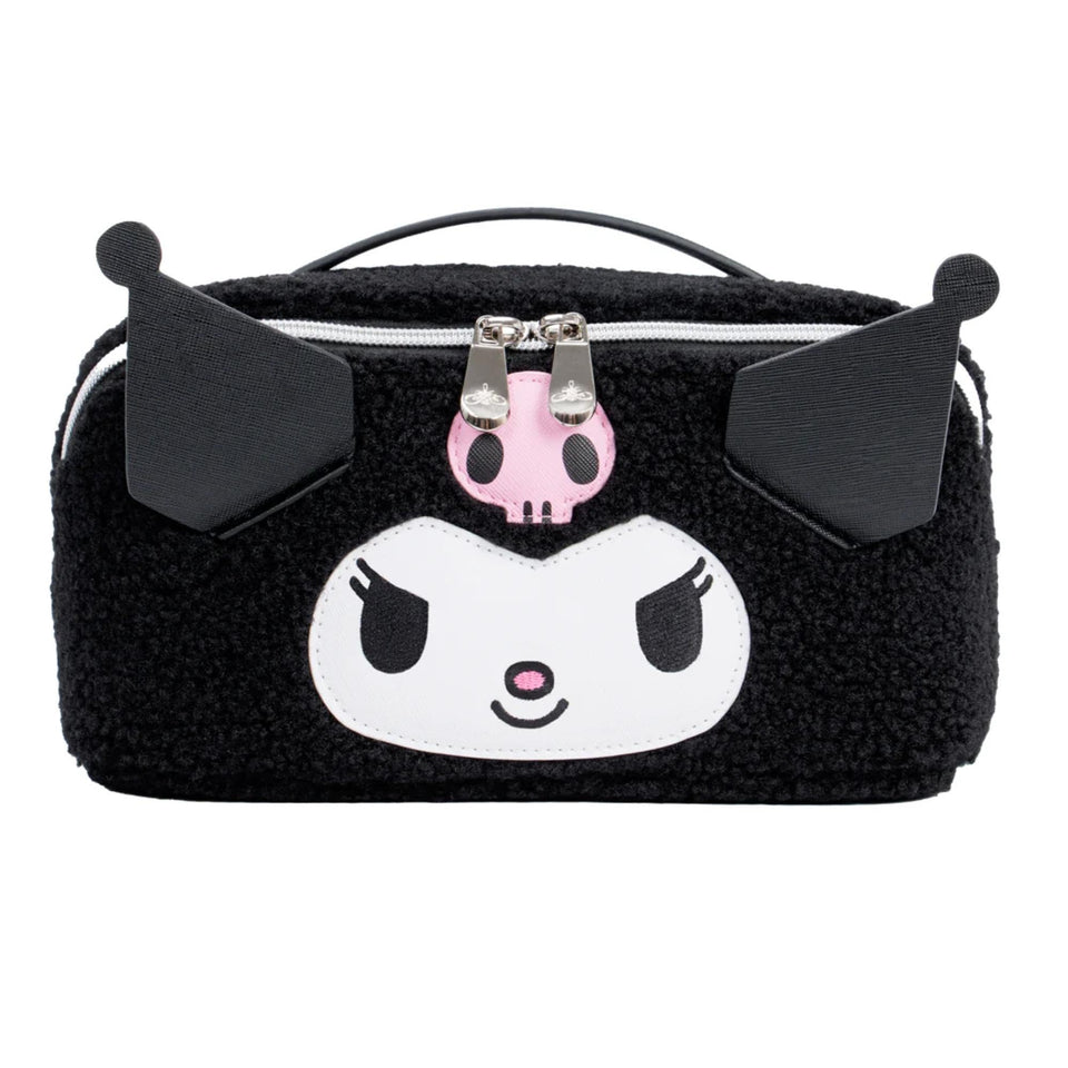 Impressions Vanity Kuromi unfold travel makeup bag open flat for easy access.