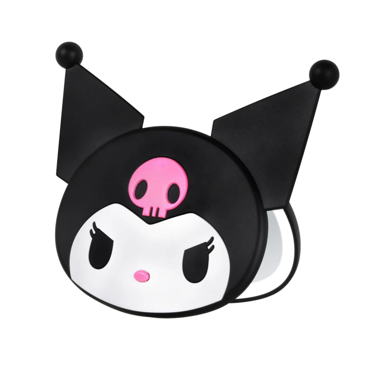 Impressions Vanity Kuromi travel-ready compact mirror fits in bags for touch-ups anywhere.