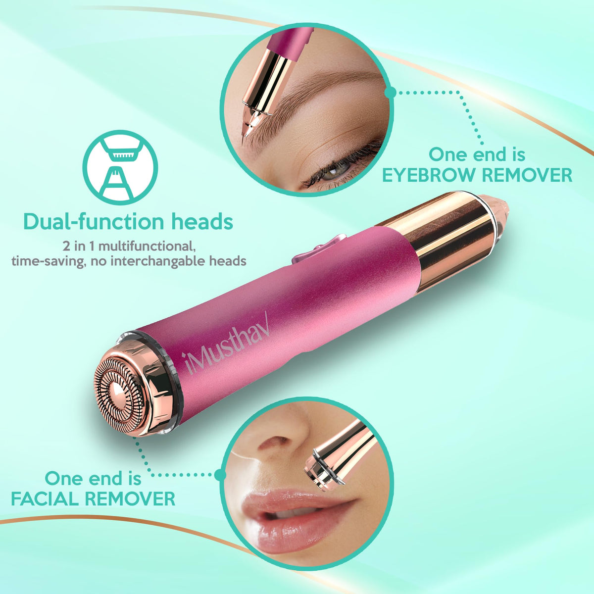 iMusthav 18K gold-plated blade protects sensitive skin during trimming