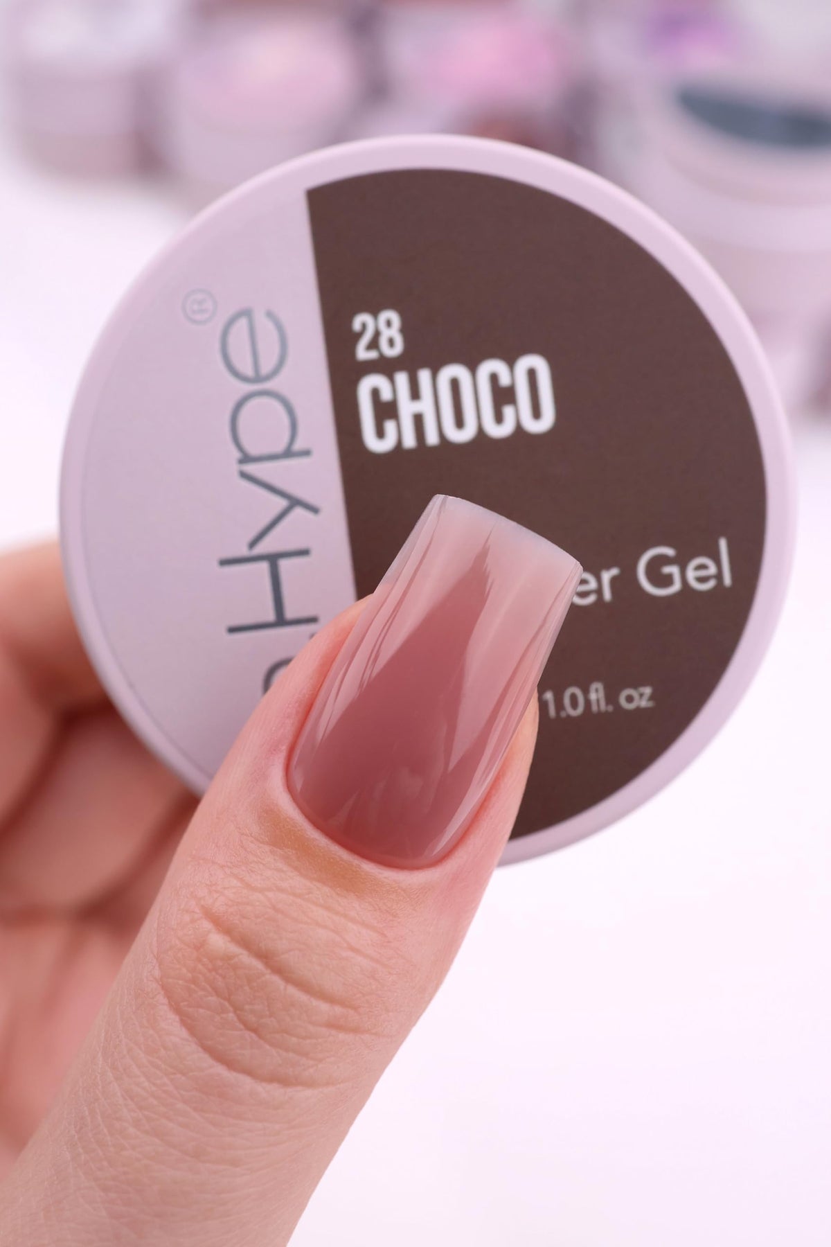 IN.HYPE camouflage builder gel swatch showing self-leveling texture for no-filing technique
