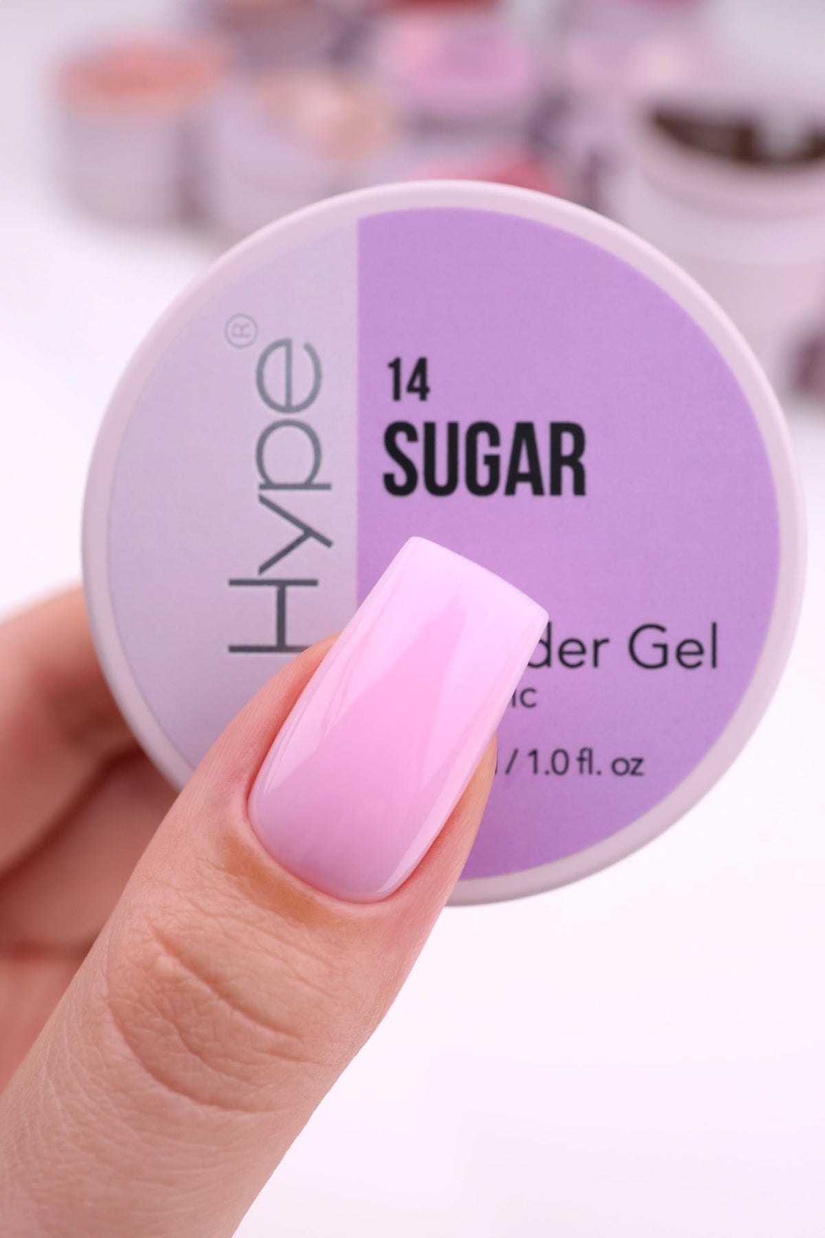 IN.HYPE Sugar sculpting gel overlay on natural nail.