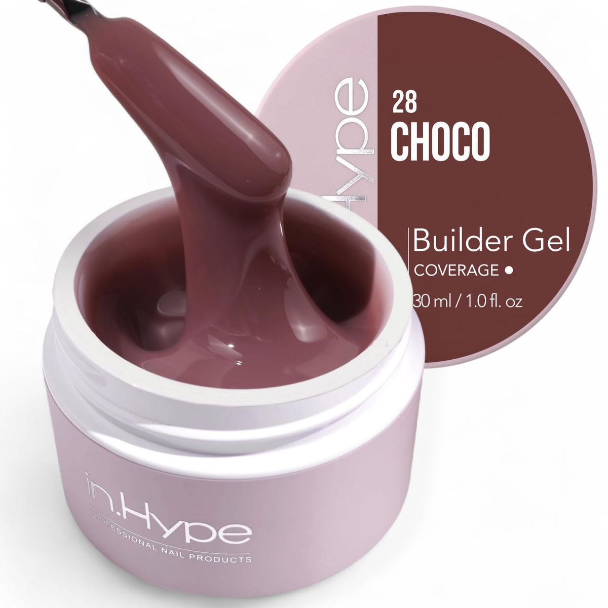 IN.HYPE camouflage builder gel bottle close-up for precise sculpting and durable overlays