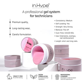 IN.HYPE camouflage gel swatches showing self-leveling texture for smooth overlays
