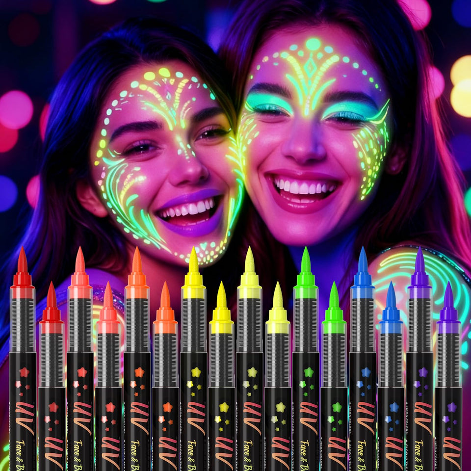 INAFKDPONR 16-color luminous body painting for vibrant UV glow.