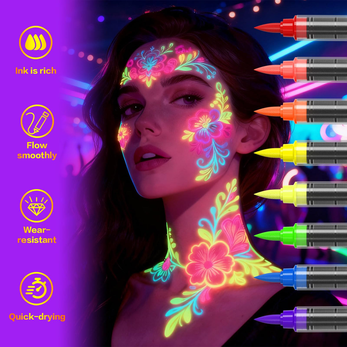 INAFKDPONR luminous face paint kit for bold complete looks.