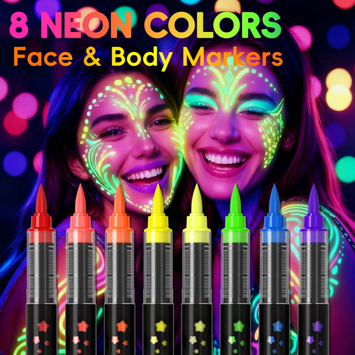 INAFKDPONR UV neon face paint glows under black light for parties.