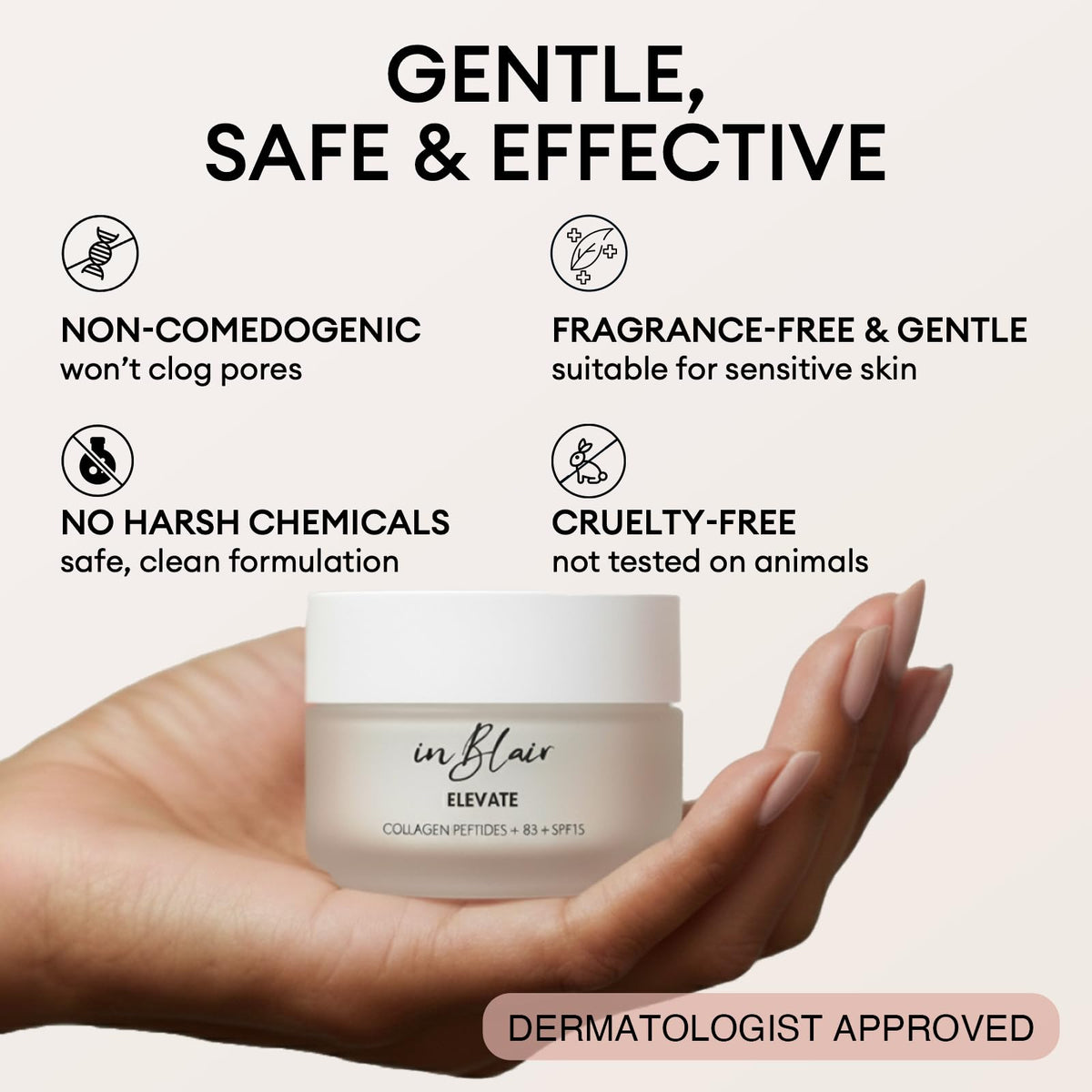 SPF 15 application visual for daytime use with Inblair Elevate Cream.
