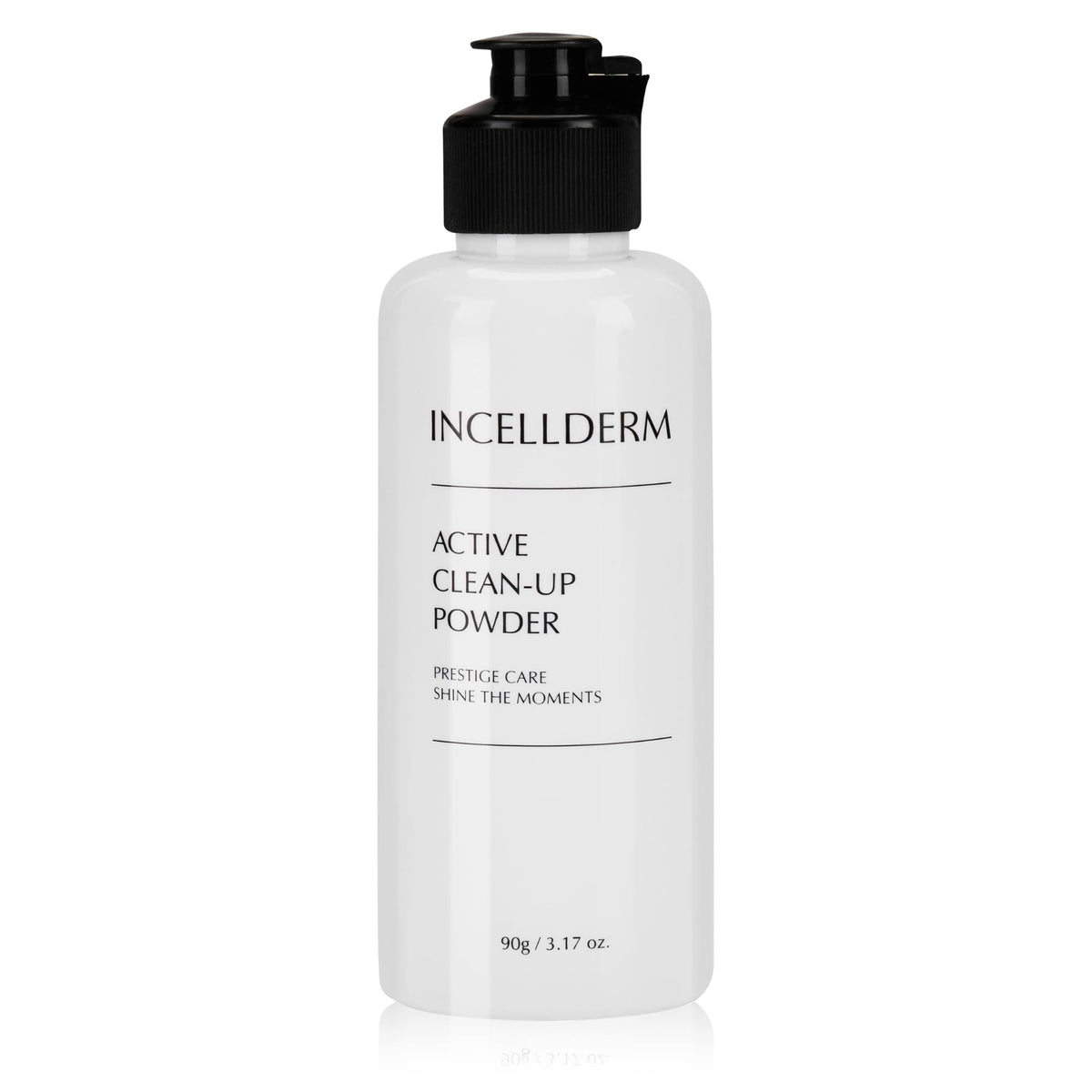 INCELLDERM Active Clean-Up Powder in a jar showing gentle exfoliation for smoother skin