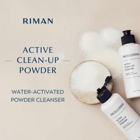 Close-up of papain enzyme action in INCELLDERM powder lifting impurities softly