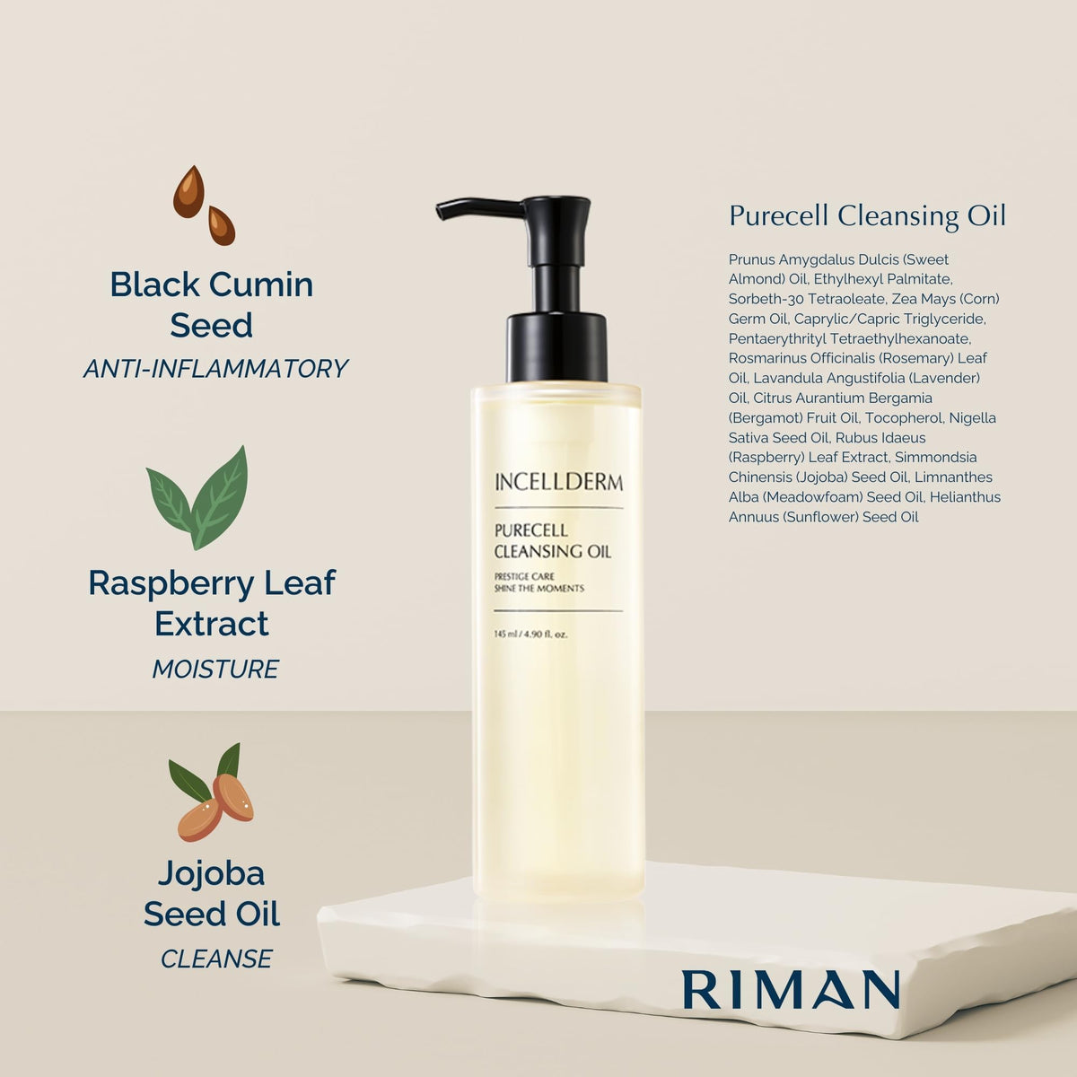 INCELLDERM PureCell Cleansing Oil soothing skin after cleanse