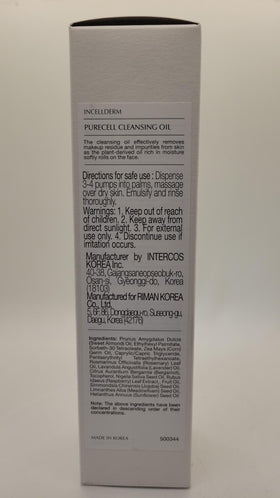 INCELLDERM PureCell Cleansing Oil bottle beside a fresh towel for daily cleanse
