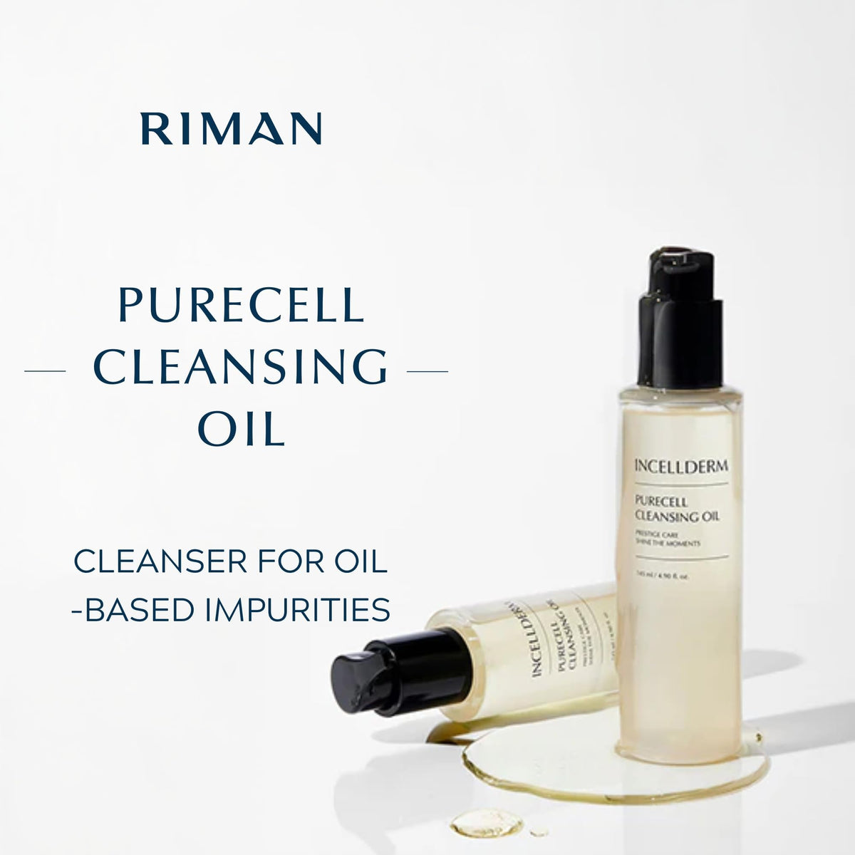 INCELLDERM PureCell Cleansing Oil texture on skin demonstrating lightweight hydration
