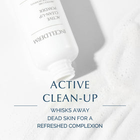 INCELLDERM Radiansome Clean-Up Powder bottle with gentle exfoliating cleanser