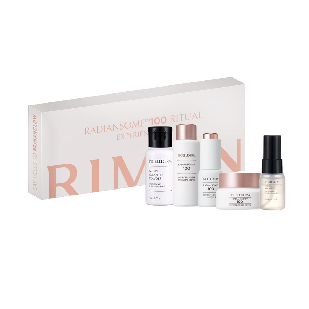 INCELLDERM Radiansome Ritual box showing the premium 5-piece kit for balanced skin