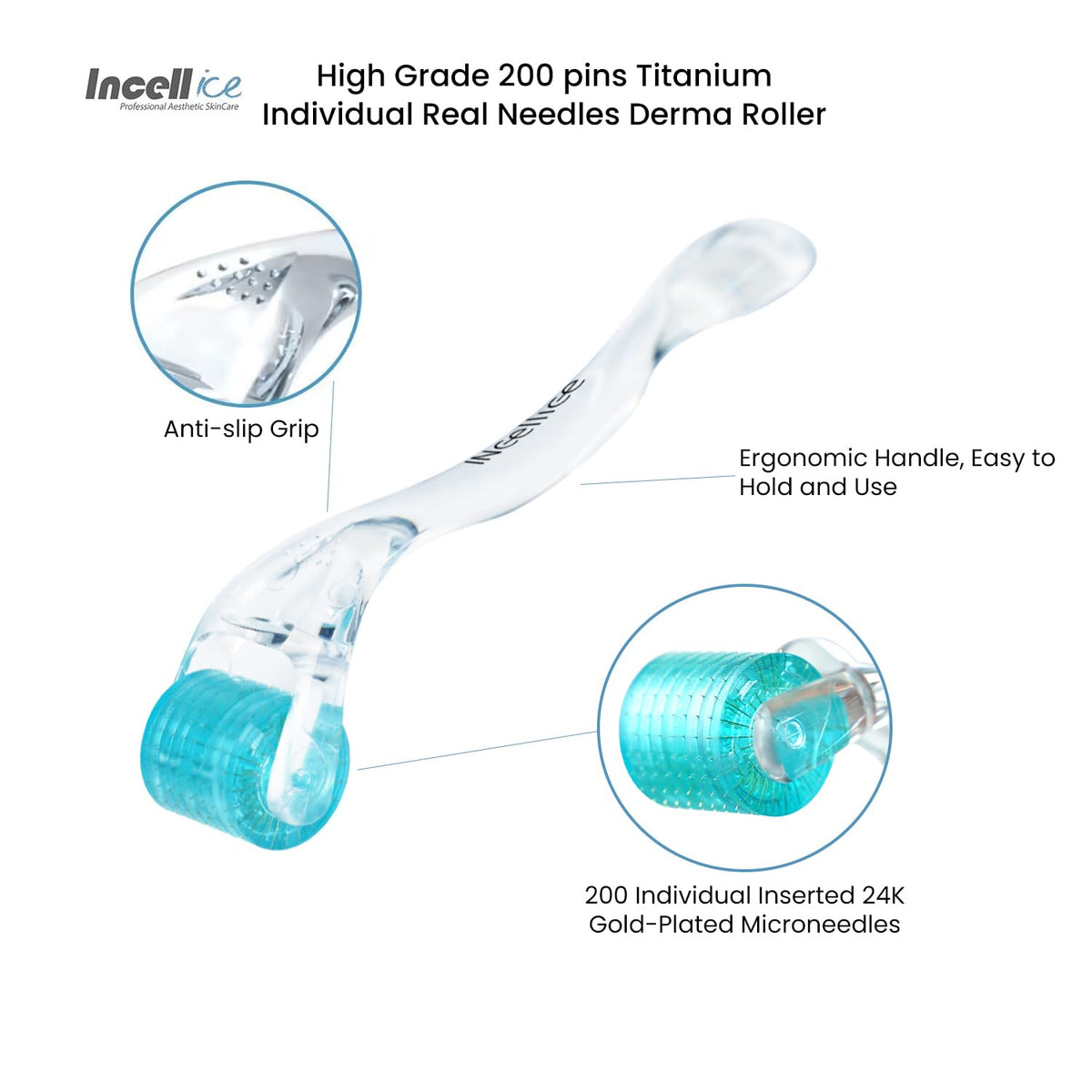 INCELLICE Derma Roller titanium needles deliver durable, professional-feel micro-needling at home.