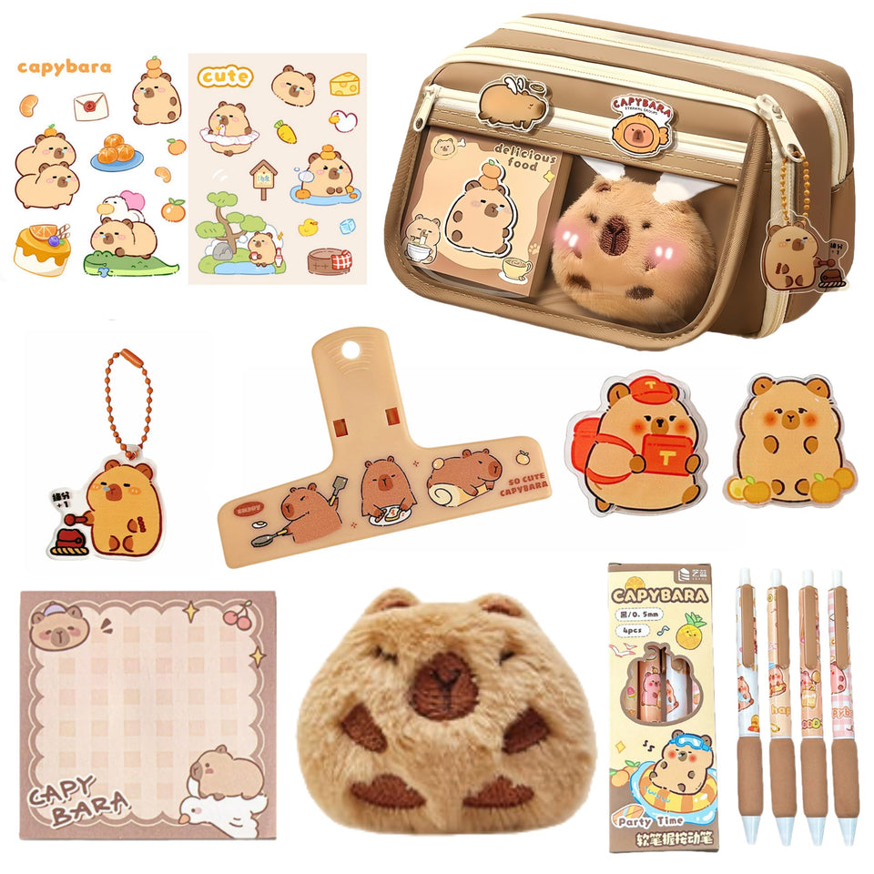 IN Chenthy Capybara pencil case in brown with secure zipper for easy organization.