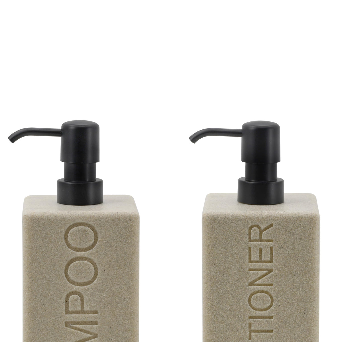 Indecor Home countertop dispenser provides easy access to shampoo and body wash.