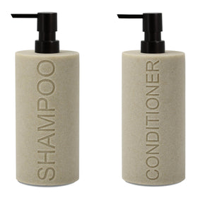 Indecor Home resin dispenser set with matte pump top, stylish and moisture-resistant.