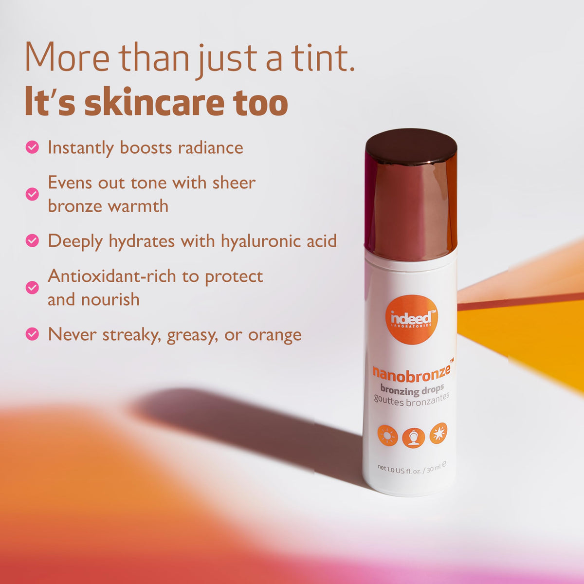 Indeed Nanobronze face-application demonstrates easy daily blending.
