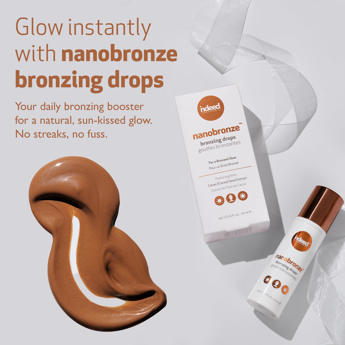 Indeed Nanobronze texture swatch shows even, natural color.