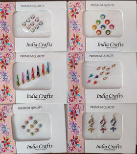 India Crafts multicolored design bindis pack: varied patterns for outfits