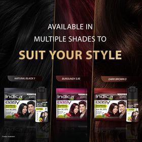 Indica Easy Shampoo packaging highlights 180ml volume and natural shade